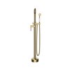 Castello Usa Neptune Freestanding Brushed Gold Gooseneck Tub Filler Faucet with Drift Handle CB-F04-BG-J0903